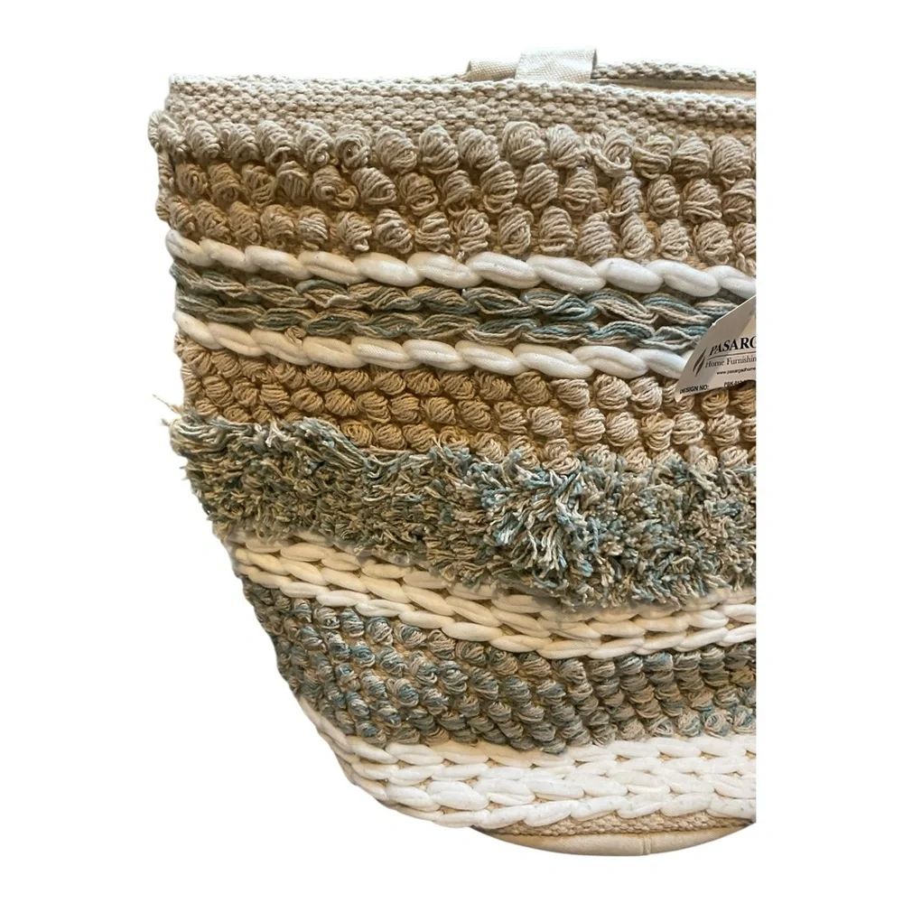 Pasargad Home Grandcanyon Cotton Braided Basket, Beige